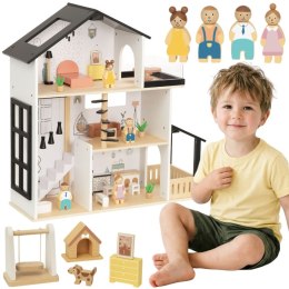 TOOKY TOY Drewniana Rezydencja dla Lalek 25 Elementów