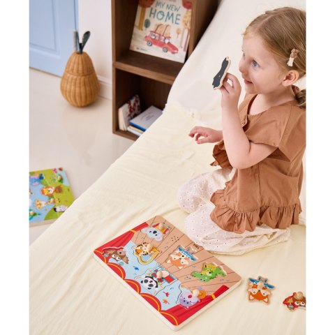 VIGA Drewniane Puzzle Dźwiękowe Układanka Zwierzęta Sensoryczna Montessori