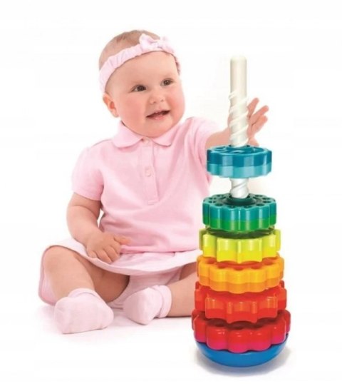 Kolorowa Tęczowa Wieża Piramidka 40 cm 6 dysków #G2