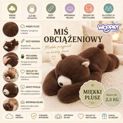 WOOPIE Pluszak Obciążeniowy Miś Balboa Antystresowy Sensoryczny Ciężkomiś Przytulanka 65cm 2500g