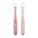 PETITE&MARS 728126 Zestaw 2 silikonowych łyżeczek z etui Take&Match Sand - Rose