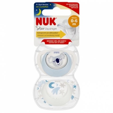 NUK 175287 Smoczek uspokajający 2 el. 0-6m D&N KOALA niebieski/biały