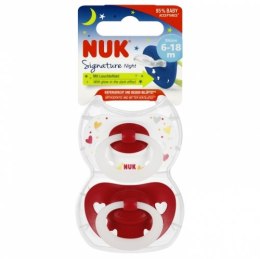 NUK 176276 Smoczek uspokajający 2 el. 6-18m SIGNATURE czerwono/biały