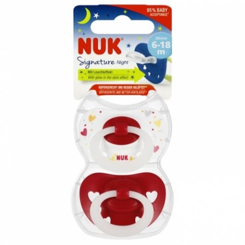NUK 176276 Smoczek uspokajający 2 el. 6-18m SIGNATURE czerwono/biały