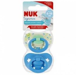 NUK 176321 Smoczek uspokajający 2 el. 6-18m SIGNATURE niebieski