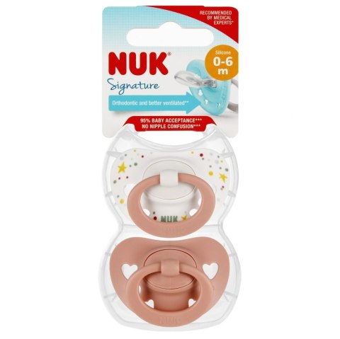 NUK 730617 Smoczek uspokajający 2 el. 0-6m SIGNATURE biały/czerwony