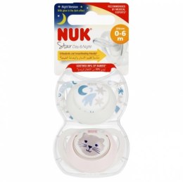 NUK 730692 Smoczek uspokajający 2 el. 0-6m STAR D&N biały/różowy