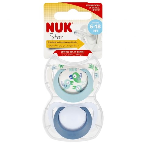 NUK 736726 Smoczek uspokajający 2 el. 6-18m STAR niebieski/biały