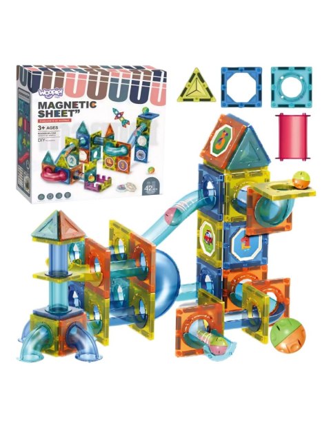 WOOPIE 54917 Klocki magnetyczne Tor kulkowy 42 el.