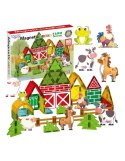WOOPIE 55846 Klocki magnetyczne 7,5 cm Farma 30 el.