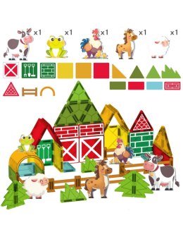 WOOPIE 55846 Klocki magnetyczne 7,5 cm Farma 30 el.