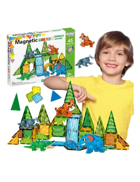 WOOPIE 558600 Klocki magnetyczne 3D Dżungla 45 el.