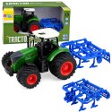 Traktor Rolniczy Farmerski Z Kultywatorem Agregat Uprawowy Zielony 1:24