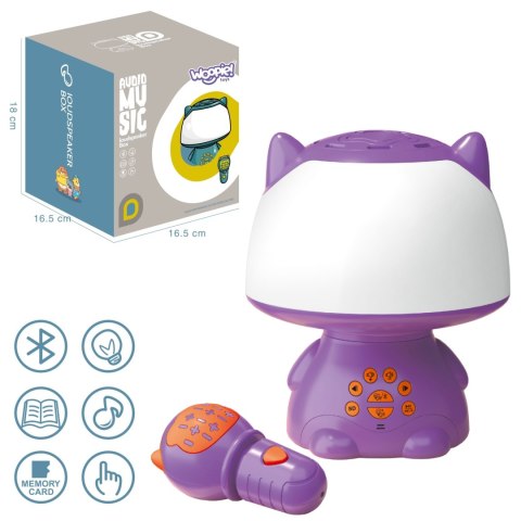 WOOPIE Multifunkcyjna Lampka RGB Głośnik Bluetooth Karaoke Modulator Głosu Karta SD AUX Fioletowa