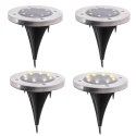 Lampy ogrodowe solarne najazdowe gruntowe czujnik zmierzchu wbijane świecący dysk 8LED 4szt. zimny biały