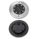 Lampy ogrodowe solarne najazdowe gruntowe czujnik zmierzchu wbijane świecący dysk 8LED 4szt. zimny biały