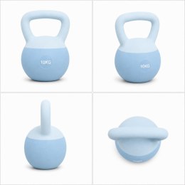 Kettlebell 10 kg Premium Miękka Podstawa Ciężarek Fitness Trening Domowy niebieski