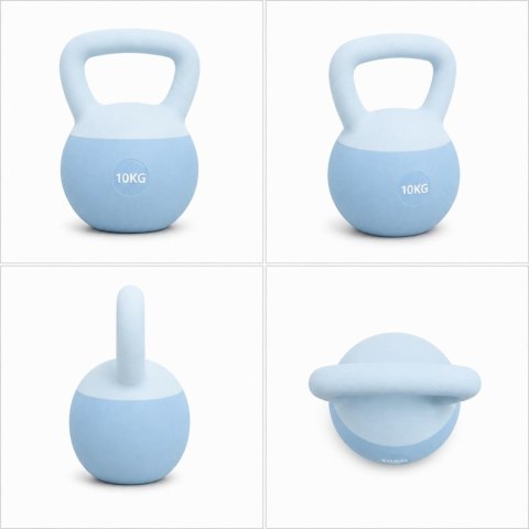 Kettlebell 10 kg Premium Miękka Podstawa Ciężarek Fitness Trening Domowy niebieski