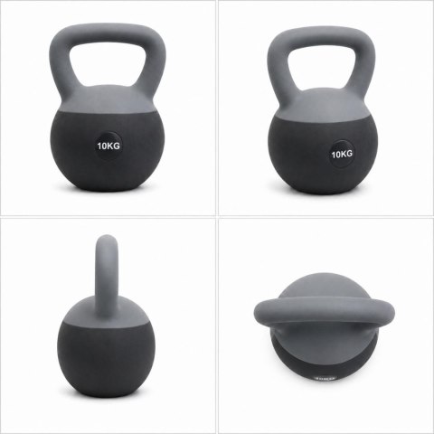 Kettlebell 10 kg Premium Miękka Podstawa Ciężarek Fitness Trening Domowy szary