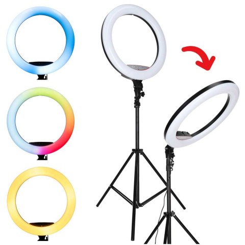 Lampa pierścieniowa ze statywem i pilotem ring LED RGB