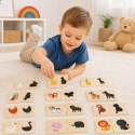 VIGA Zestaw Drewniane Puzzle Układanka Zwierzątka Dopasuj Cienie