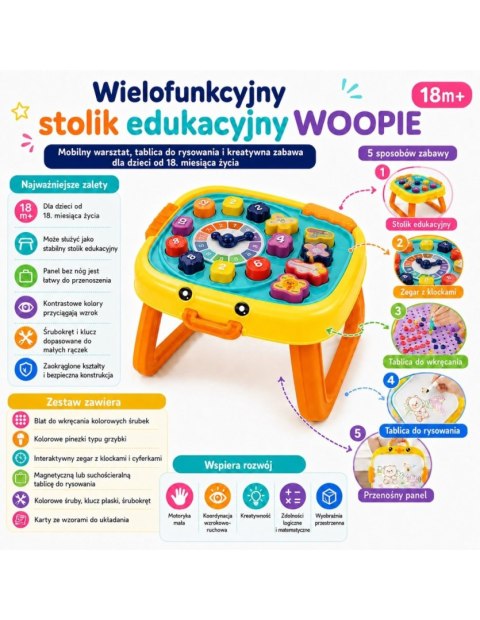 WOOPIE 59547 Interaktywny Stolik edukacyjny warsztat i tablica suchościeralna
