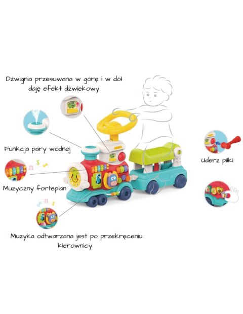 WOOPIE BABY 59301 Pociąg pchacz jeździk 2w1 interaktywny