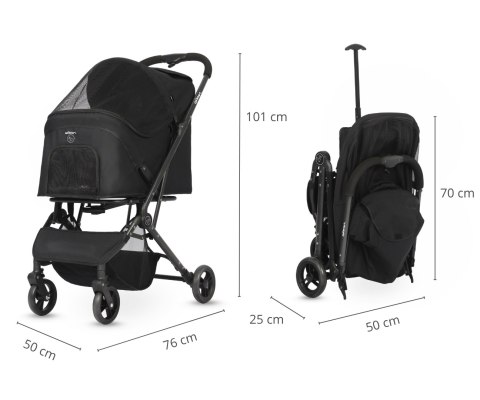 Qppet Wózek dla zwierząt Pettie Pet Black 6959 QP-11