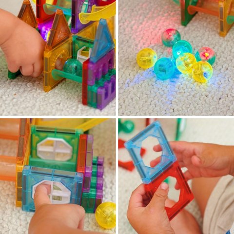 WOOPIE Klocki Magnetyczne Konstrukcyjne 3D Zestaw Edukacyjny Tor Kulkowy 105el.