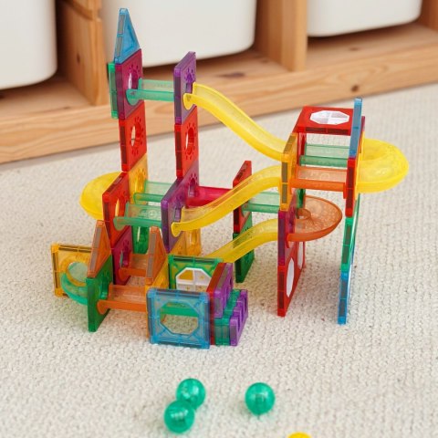 WOOPIE Klocki Magnetyczne Konstrukcyjne 3D Zestaw Edukacyjny Tor Kulkowy 105el.