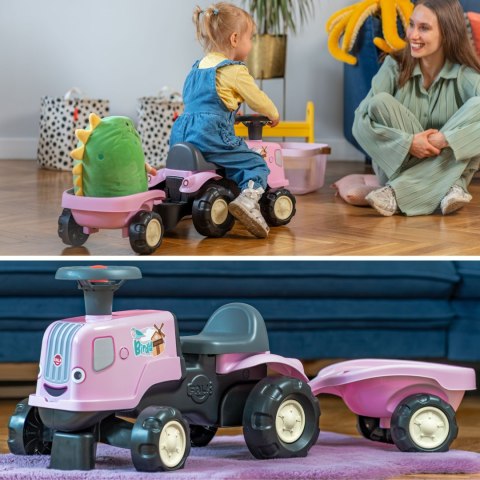 FALK Jeździk Traktor z Przyczepą Birdy Farm Różowy 1-3 lat