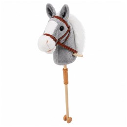 Hobby Horse Koń Na Kiju Głowa Konia Dźwięki Galopu Rżenia Szary 100 cm