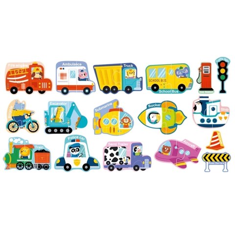 Puzzle Magnetyczne Pojazdy Nauka Środków Transportu Zestaw 30 el.