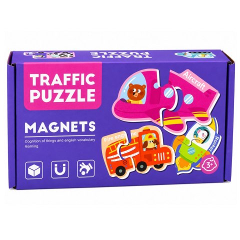 Puzzle Magnetyczne Pojazdy Nauka Środków Transportu Zestaw 30 el.