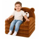 Rozkładany Fotel Sofa Leżanka Miś 2W1 Dla Dzieci Miękki Pluszowy Brązowy