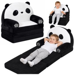 Rozkładany Fotel Sofa Leżanka Panda 2W1 Dla Dzieci Miękki Biało-Czarny