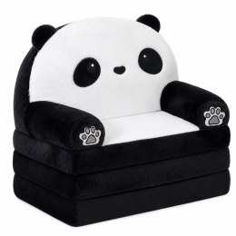 Rozkładany Fotel Sofa Leżanka Panda 2W1 Dla Dzieci Miękki Biało-Czarny