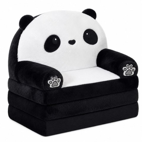 Rozkładany Fotel Sofa Leżanka Panda 2W1 Dla Dzieci Miękki Biało-Czarny