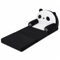 Rozkładany Fotel Sofa Leżanka Panda 2W1 Dla Dzieci Miękki Biało-Czarny