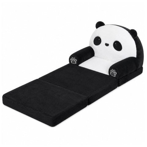 Rozkładany Fotel Sofa Leżanka Panda 2W1 Dla Dzieci Miękki Biało-Czarny