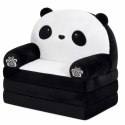 Rozkładany Fotel Sofa Leżanka Panda 2W1 Dla Dzieci Miękki Biało-Czarny