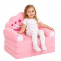 Rozkładany Fotel Sofa Leżanka z Koroną 2W1 Dla Dzieci Miękki Różowy