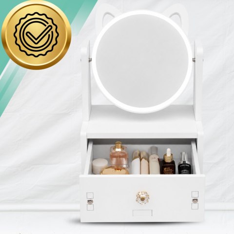 Toaletka z Lustrem Organizer na Kosmetyki dla Dzieci i Dorosłych Biała 27x16x13 cm