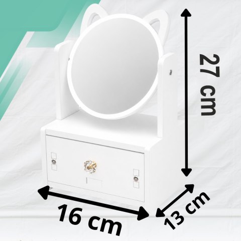 Toaletka z Lustrem Organizer na Kosmetyki dla Dzieci i Dorosłych Biała 27x16x13 cm