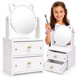 Toaletka z Lustrem Organizer na Kosmetyki dla Dzieci i Dorosłych Biała 34x16x13 cm