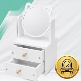 Toaletka z Lustrem Organizer na Kosmetyki dla Dzieci i Dorosłych Biała 34x16x13 cm