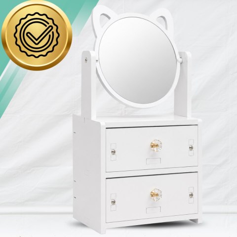 Toaletka z Lustrem Organizer na Kosmetyki dla Dzieci i Dorosłych Biała 34x16x13 cm
