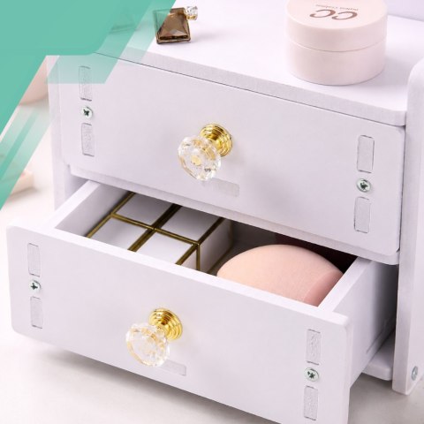 Toaletka z Lustrem Organizer na Kosmetyki dla Dzieci i Dorosłych Biała 34x16x13 cm