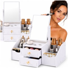 Toaletka z Lustrem Organizer na Kosmetyki dla Dzieci i Dorosłych Biała 40x35x20 cm