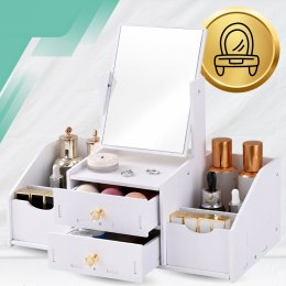 Toaletka z Lustrem Organizer na Kosmetyki dla Dzieci i Dorosłych Biała 40x35x20 cm